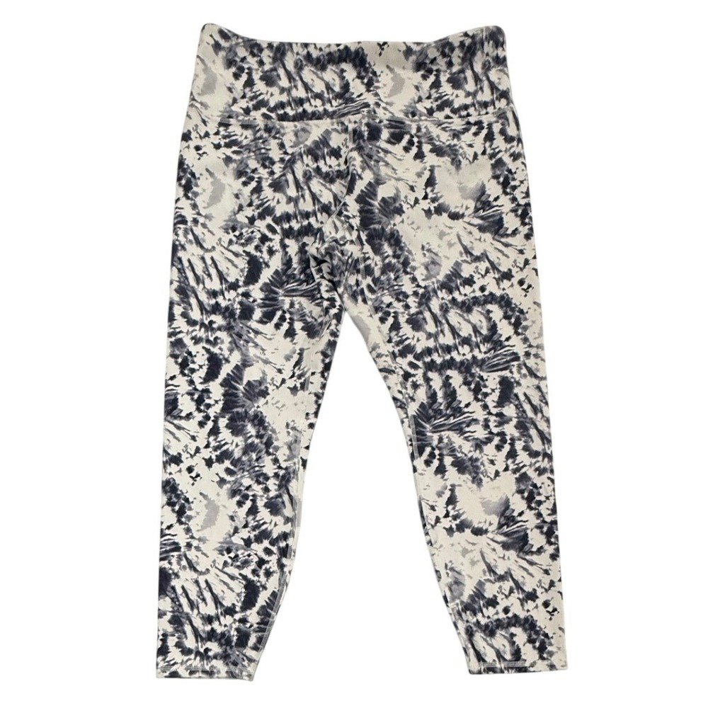 RBX Womens 1X Tie Dye Cropped Performance Leggings Blue White CR60009X W534